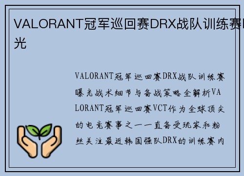 VALORANT冠军巡回赛DRX战队训练赛曝光